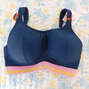 Panache Sport Bra 34E 7341 Non Wired Moulded High Impact J-Hook Teal